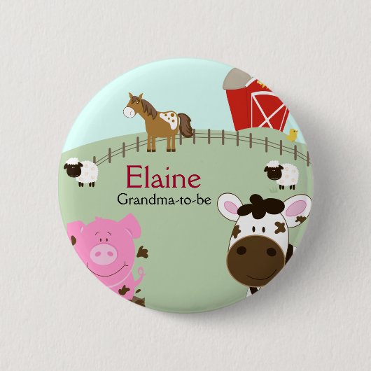 Boerderij Babys NAAMLABEL Persoonlijke Knop Ronde Button 5,7 Cm (Voorkant)