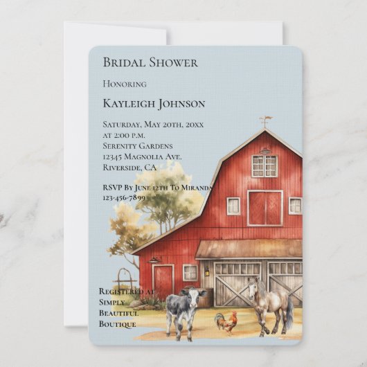 Boerderij Barn Animals Country Vrijgezellenfeest Kaart (Voorkant)