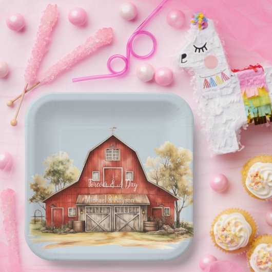 Boerderij Barn Animals Country Wedding Papieren Bordje (Feest)