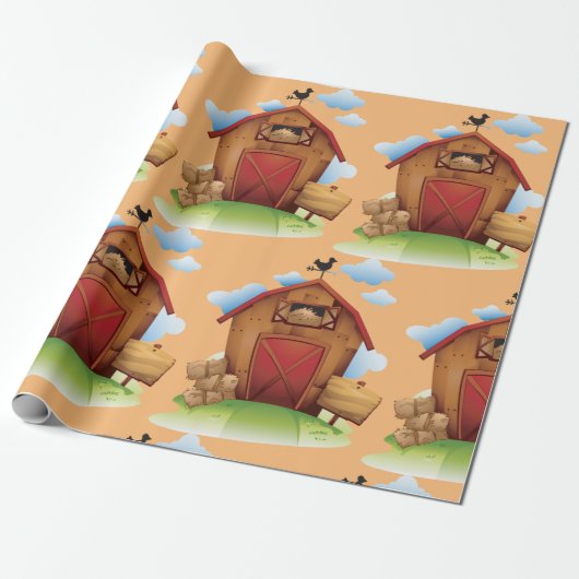 Boerderij Barn Cadeaupapier (Uitgerold)