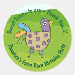 Boerderij Barn verjaardagsfeestje Ronde Sticker