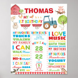 Boerderij Barnyard 1e verjaardag Mijlpaal Geboorte Poster