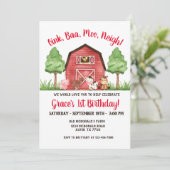 Boerderij Barnyard 1st Birthday Invitation Kaart (Staand voorkant)