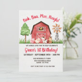 Boerderij Barnyard 1st Birthday Invitation Kaart (Staand voorkant)