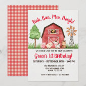 Boerderij Barnyard 1st Birthday Invitation Kaart (Voorkant / Achterkant)