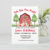 Boerderij Barnyard 1st Birthday Invitation Kaart (Staand voorkant)