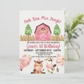 Boerderij Barnyard 1st Birthday Kaart (Staand voorkant)