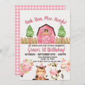 Boerderij Barnyard 1st Birthday Kaart (Voorkant / Achterkant)