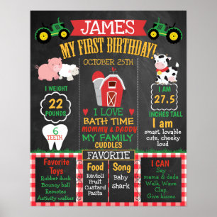 Boerderij Barnyard 1st Birthday Milestone Poster
