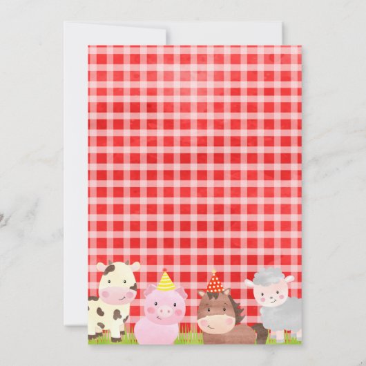 Boerderij Barnyard 1st Birthday Party Invitations Kaart (Achterkant)