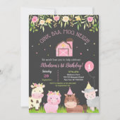 Boerderij Barnyard 1st Birthday Party Invitations Kaart (Voorkant)