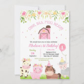 Boerderij Barnyard 1st Birthday Party Invitations  Kaart (Voorkant)