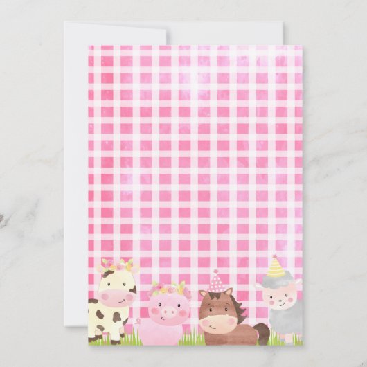 Boerderij Barnyard 1st Birthday Party Invitations  Kaart (Achterkant)