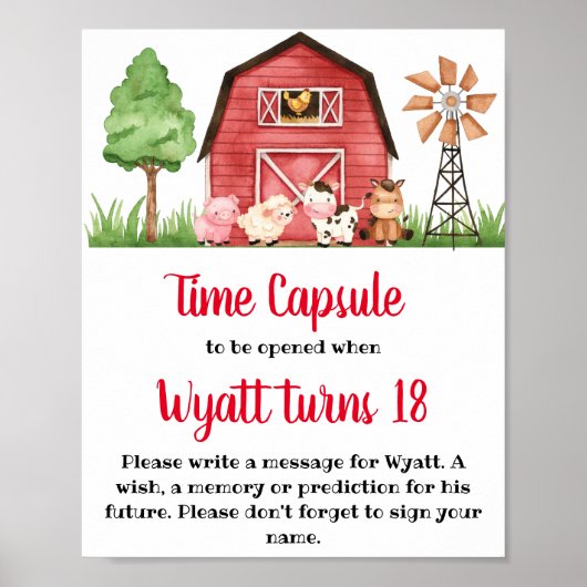 Boerderij Barnyard 1st Birthday Time Capsule Poster (Voorkant)