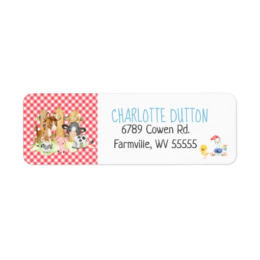 Boerderij Barnyard Animal Birthday Adres Etiket (Voorkant)
