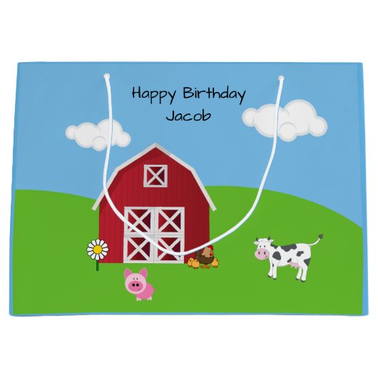 Boerderij Barnyard Animal Birthday Groot Cadeauzakje (Voorkant)