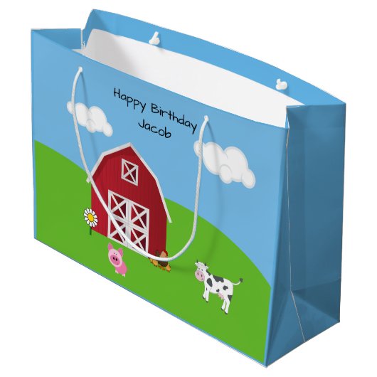 Boerderij Barnyard Animal Birthday Groot Cadeauzakje (Achterkant Gekanteld)