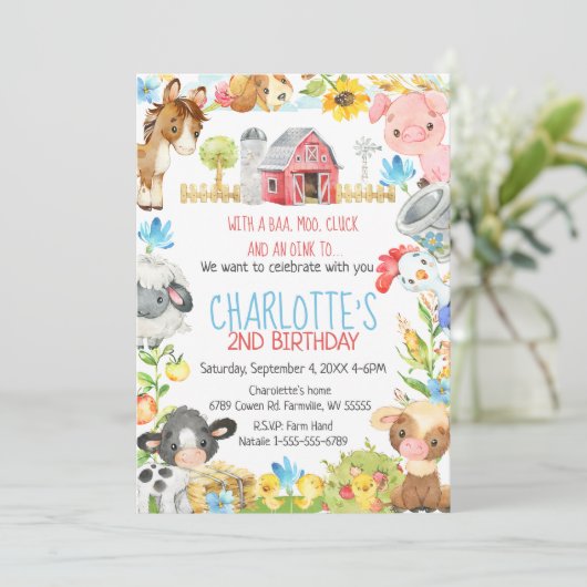 Boerderij Barnyard Animal Birthday Kaart (Staand voorkant)