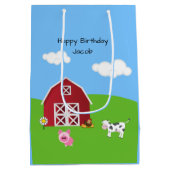 Boerderij Barnyard Animal Birthday Medium Cadeauzakje (Achterkant)