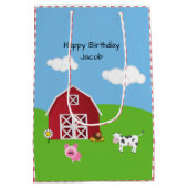 Boerderij Barnyard Animal Birthday Medium Gift Bag Medium Cadeauzakje (Achterkant)