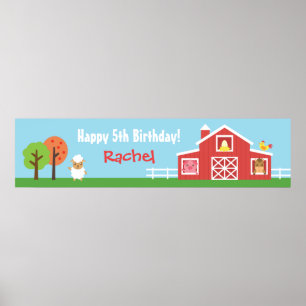 Boerderij Barnyard Animal Birthday Party Banner Poster