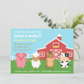 Boerderij Barnyard Animal Birthday Party Kaart (Staand voorkant)