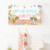 Boerderij Barnyard Animal Birthday Table Achtergro Spandoek (Insitu)
