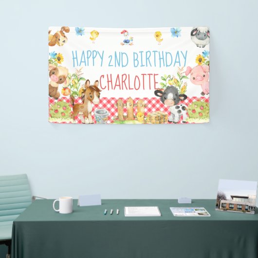 Boerderij Barnyard Animal Birthday Table Achtergro Spandoek (Beurs)