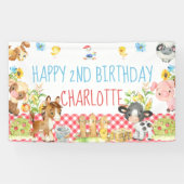 Boerderij Barnyard Animal Birthday Table Achtergro Spandoek (Horizontaal)