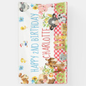 Boerderij Barnyard Animal Birthday Table Achtergro Spandoek (Verticaal)