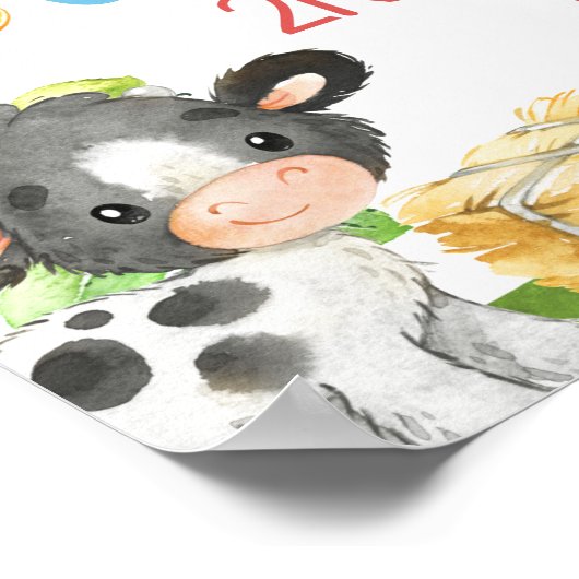 Boerderij barnyard Animal Birthday Welkomstteken Poster (Hoek)
