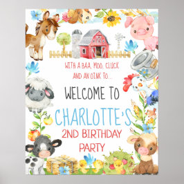 Boerderij barnyard Animal Birthday Welkomstteken Poster