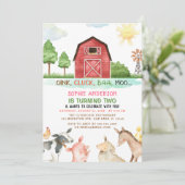 Boerderij Barnyard Animals 2e verjaardag Kaart (Staand voorkant)