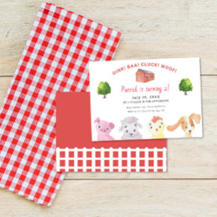 Boerderij Barnyard Animals 2e verjaardagsfeestje Kaart