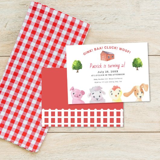 Boerderij Barnyard Animals 2e verjaardagsfeestje Kaart