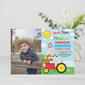 Boerderij Barnyard Animals Birthday Petting Zoo Fo Kaart (Staand voorkant)