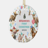 Boerderij Barnyard Animals Confetti Baby 1st Chris Keramisch Ornament (Rechts)