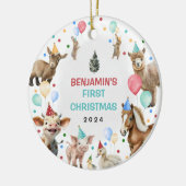 Boerderij Barnyard Animals Confetti Baby 1st Chris Keramisch Ornament (Links)