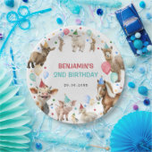 Boerderij Barnyard Animals Confetti Birthday Boy Papieren Bordje (Feest)