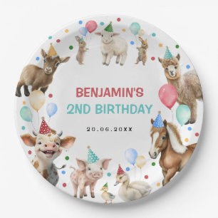 Boerderij Barnyard Animals Confetti Birthday Boy Papieren Bordje