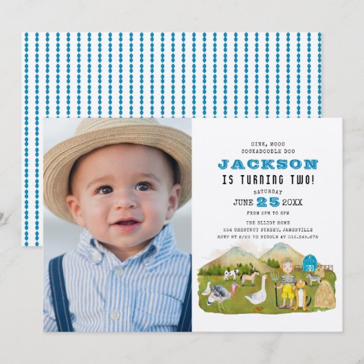  Boerderij barnyard Animals Foto 2e verjaardag Kaart (Voorkant / Achterkant)