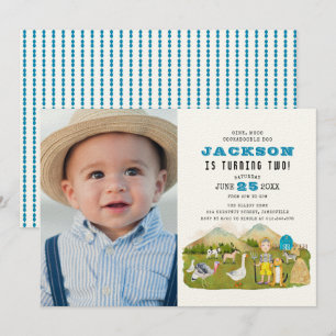  Boerderij barnyard Animals Foto 2e verjaardag Kaart