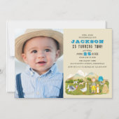  Boerderij barnyard Animals Foto 2e verjaardag Magnetische Uitnodiging (Voorkant)