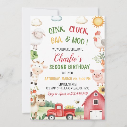 Boerderij Barnyard Animals Kids Verjaardag Kaart (Voorkant)