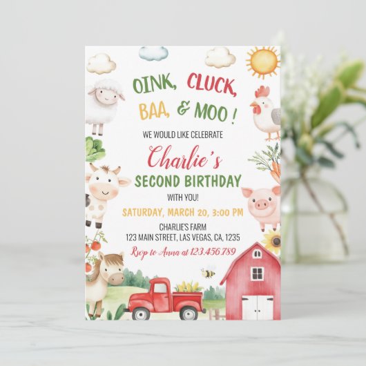 Boerderij Barnyard Animals Kids Verjaardag Kaart (Staand voorkant)