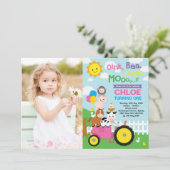 Boerderij Barnyard Animals Old MacDonald Girl Birt Kaart (Staand voorkant)