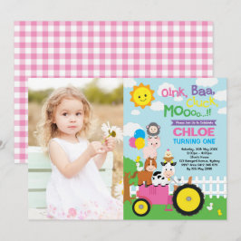 Boerderij Barnyard Animals Old MacDonald Girl Birt Kaart