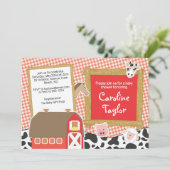 Boerderij Barnyard Animals Red Boy Baby shower Kaart (Staand voorkant)