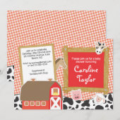 Boerderij Barnyard Animals Red Boy Baby shower Kaart (Voorkant / Achterkant)