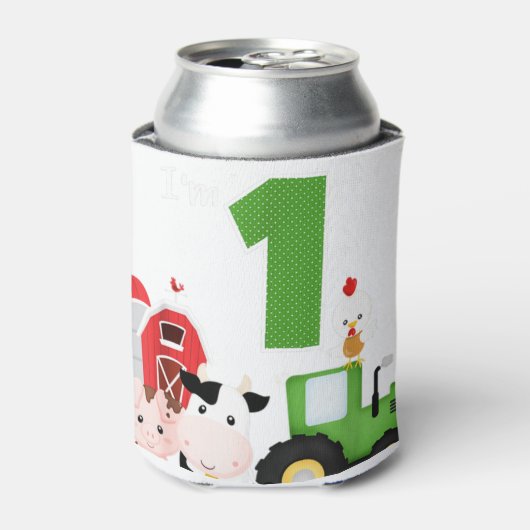 Boerderij Barnyard Animals Tractor 1e verjaardag 1 Blikjeskoeler (Blikje Voorkant)